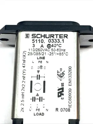 USED SCHURTER FILTERED POWER INLET 3A 250VAC PANEL MOUNT LOT OF 3