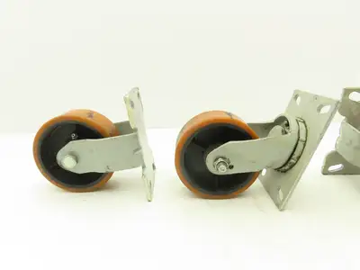 5" Caster Wheels Poly/Cast Set of 4 (2) Swivel (2) Rigid 6-1/2" H Lot of 4