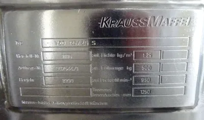 Krauss-Maffei VZO 125/2.5 S perforate basket centrifuge, 316SS.