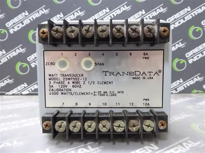 TransData 25WP552-12 Watt Transducer 3 Phase 4 Wire 2-1/2 Element Used