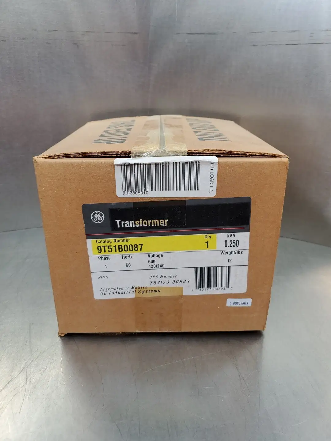 GE 9T51B0087 TRANSFORMER, 1 PHASE, 60 Hz, 600/120x240V, 0.250kVA. 4E-32
