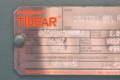 NEW DODGE TIGEAR 3521331 001 RZ REDUCER SIZE RATIO A350B015N000L1 3521331