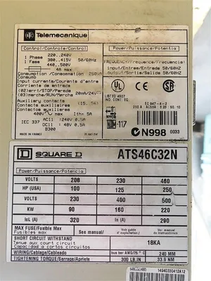 USED SQUARE D ATS46C32N