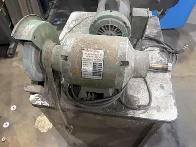 BURR KING MODEL #760 BELT SANDER & CENTRAL MACHINERY MODEL #1024 DOUBLE END GRINDER ON COMMON BASE: YOBRO #24820