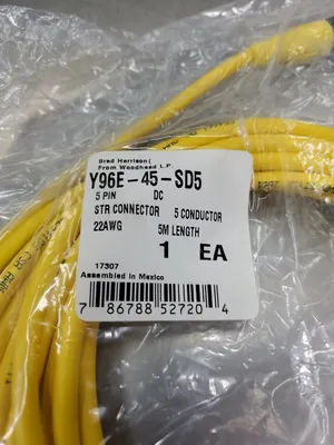Brad Harrison Y96E-45-SD5 5-Pin 22AWG 5M PLC Cable. 5D-16
