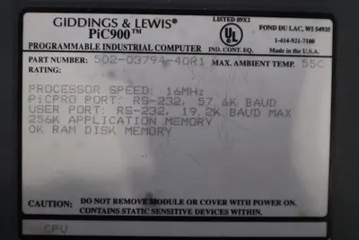 FIVES GIDDINGS & LEWIS 502-03794-40R1 PIC900 PROGRAMMABLE INDUSTRIAL COMPUTER