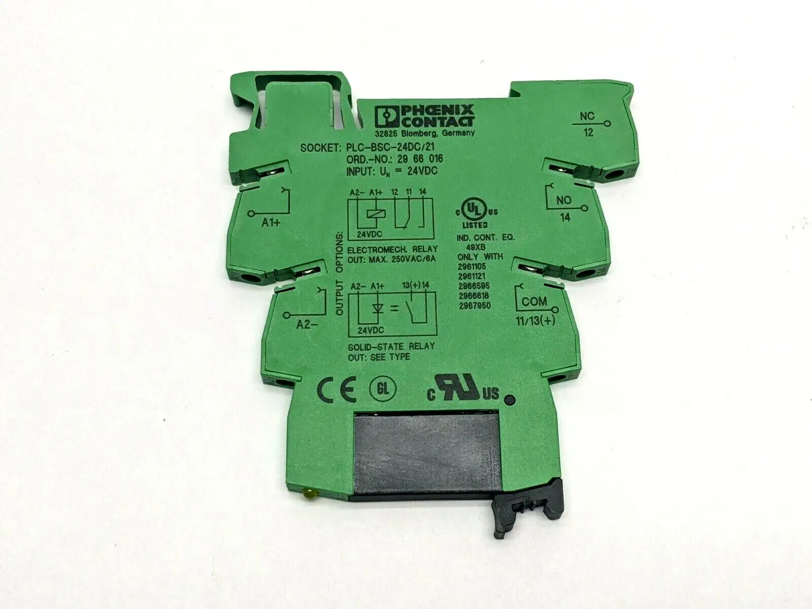 PLC-BSC-24DC/21,2966016,2966618 | Phoenix Contact PLC-BSC-24DC/21 Relay Base 2966016 w/ 2966618 Relay - New Other