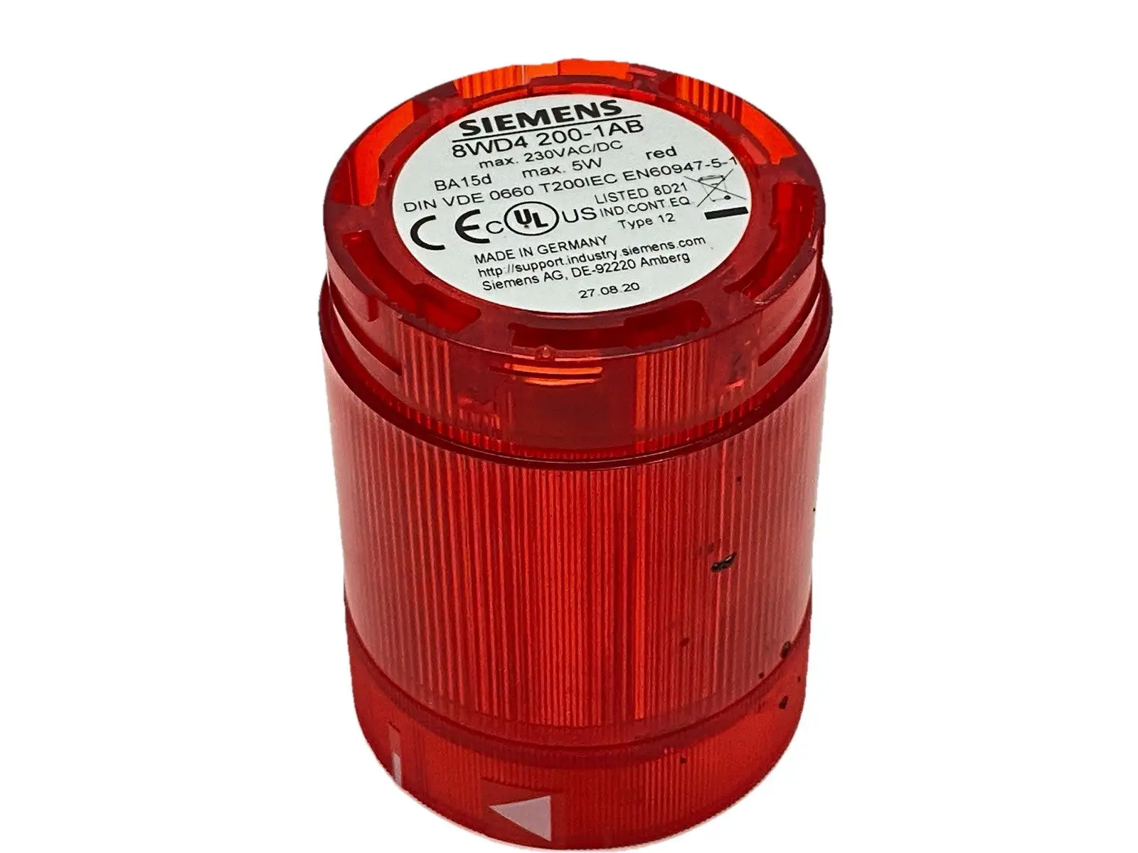 USED SIEMENS 50MM STEADY-LIGHT ELEMENT RED 12-230V W/ LED BULB