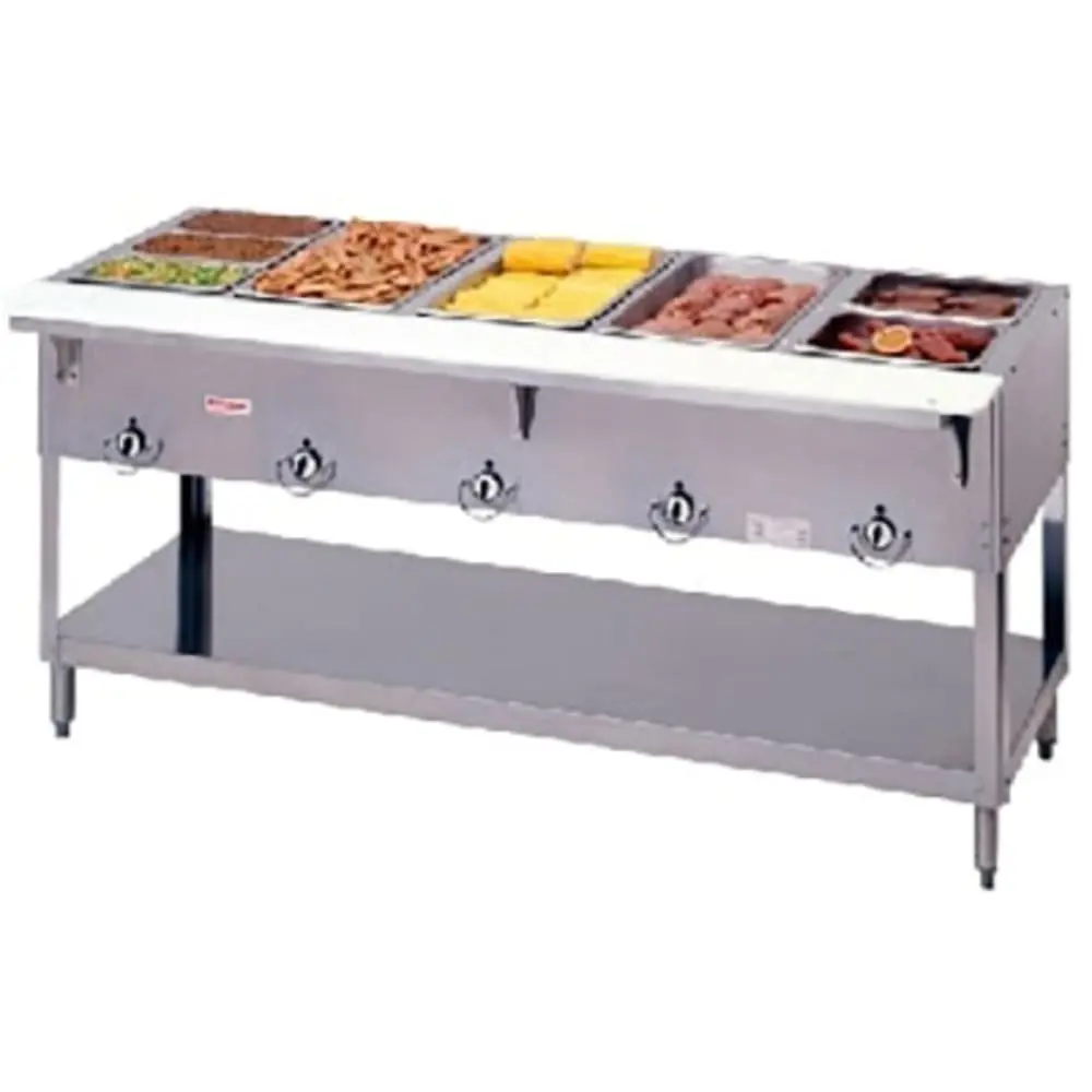 Duke 305 73" Hot Food Table w/ (5) Wells & Undershelf, Natural Gas