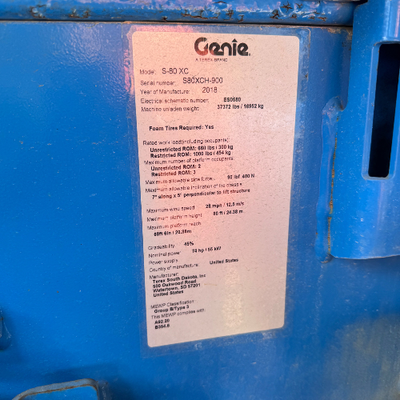 Used 2018 Genie S-80XC Telescopic Boom Lifts Florida US | Stack Equipment #1502692