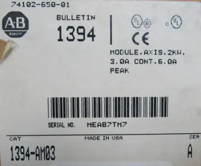 ALLEN BRADLEY 1394-AM03 SERVO CONTROLLER SER.A 1394AM03 (NEW SURPLUS)