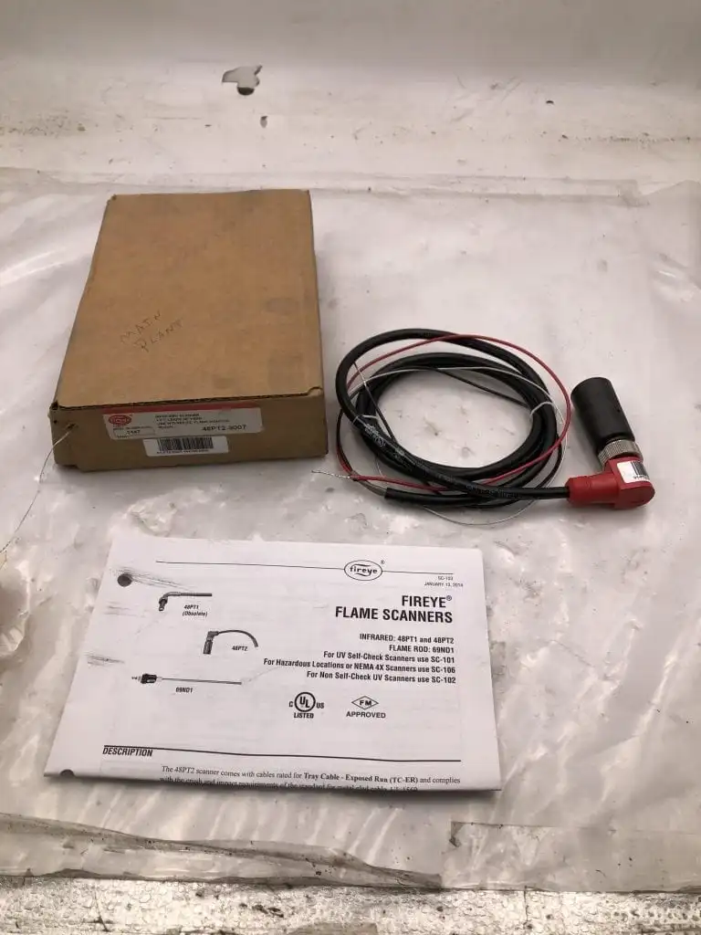 Fireye 48PT2-9007 1/2″ INFRA-RED Scanner w/ 4ft Cable for W/D Flame Monitor NIB