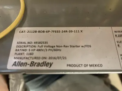 Used ALLEN BRADLEY 2112B-BDB-6P-7FEEE-24R-39/41-111 X Starters | Surplus Asset Holdings #1204407