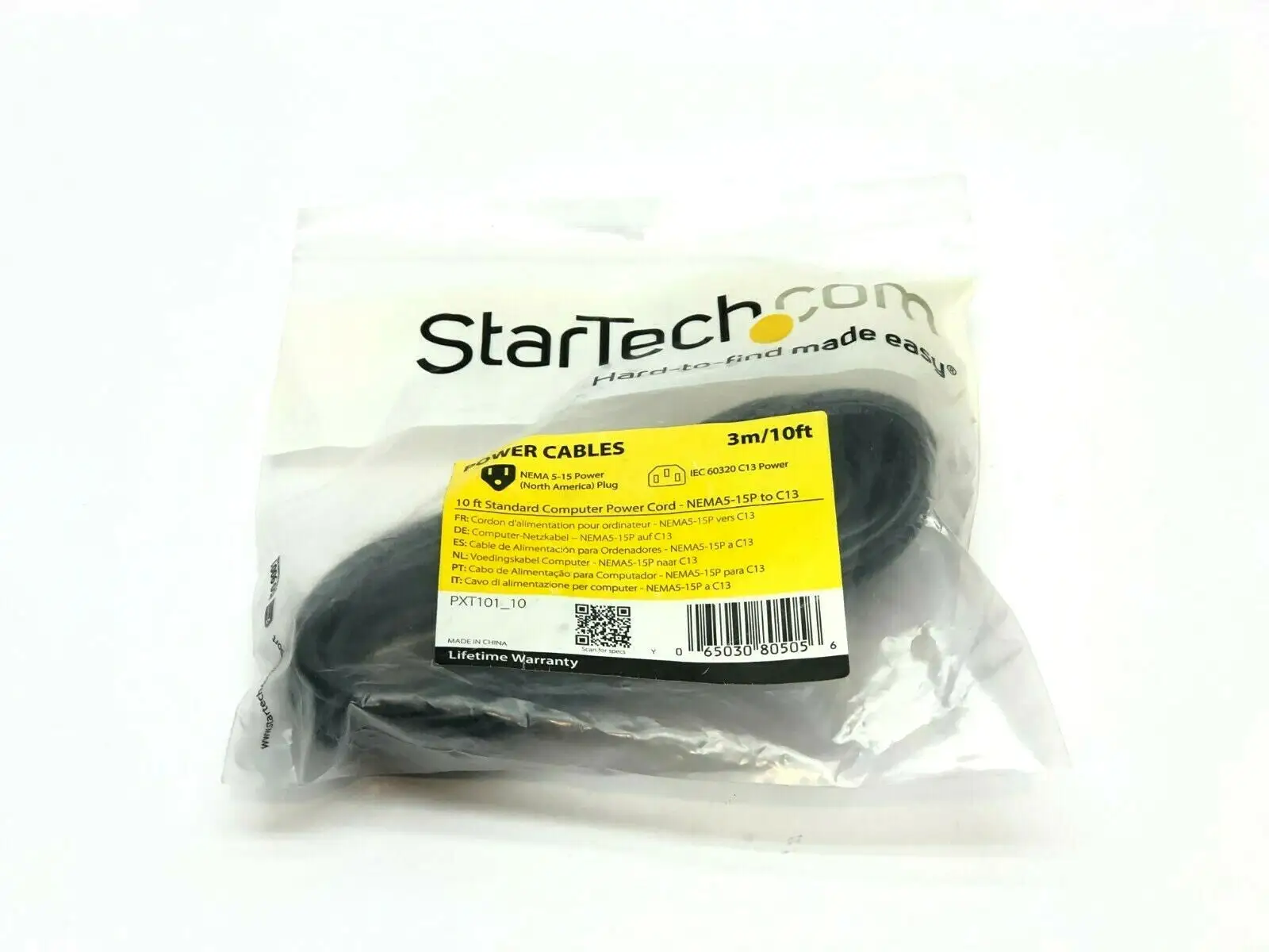 PXT101_10 | StarTech  Standard Power Cord 10ft - Open box