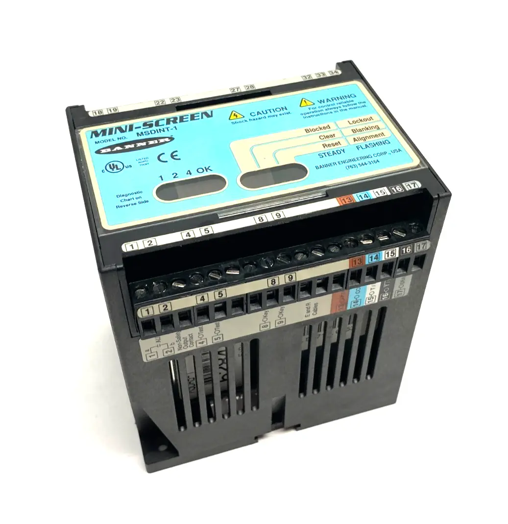 USED BANNER ENGINEERING MINI-SCREEN DIN CONTROL MODULE, BLANKING 2-BEAM FLOATING, 44469