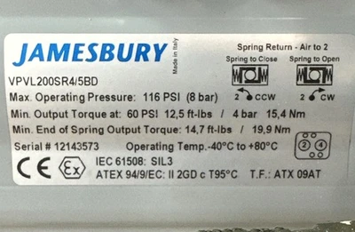 Used Jamesbury VPVL200SR4/5BD Valves/Fittings Indiana US | J&J Industrial Supply #1072695