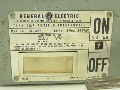 General Electric QMR322L Fusible Interrupter 60A 3Pole 240VAC