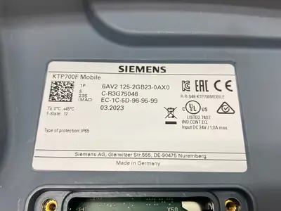 USED SIEMENS SIMATIC HMI KTP700F MOBILE, 7.0" TFT DISPLAY