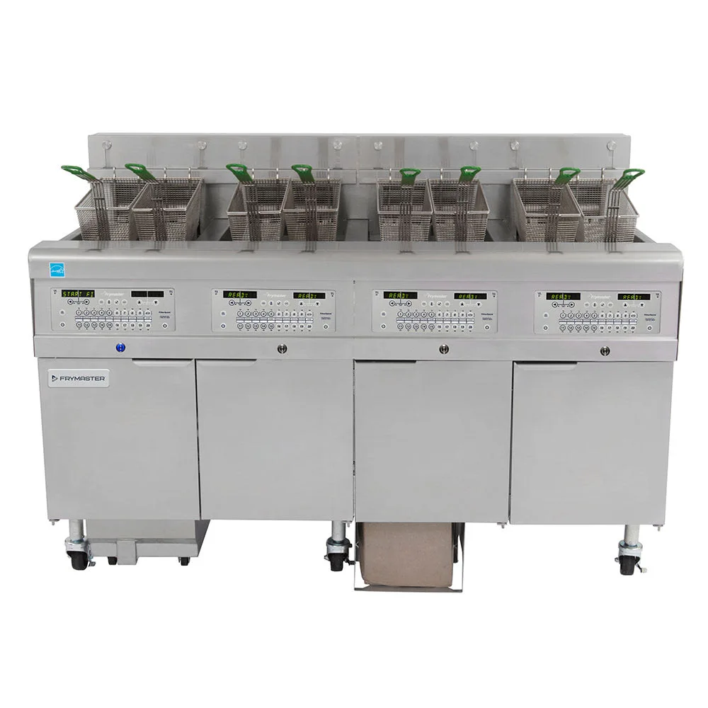 Frymaster 4FQG30U Gas Fryer - (4) 30 Lb Vats, Floor Model