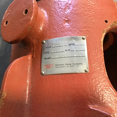 Peerless Pump 8 MA-3 Vertical Turbine Pump 117″in Plate to Bottom 250GPM 1770RPM