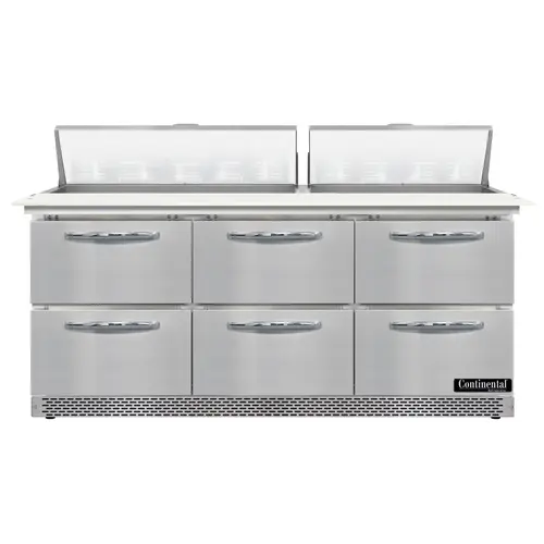 Continental D72N18C-FB-D 72" Designer Line Sandwich/salad Prep Table W/ Refrigerated Base, 115v