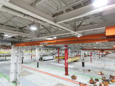 Cleveland Tramrail P&H 1/2 Ton Single Girder Underhung Bridge Crane 45' 10" Span