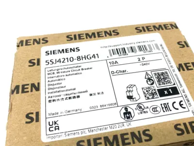 USED SIEMENS MINIATURE CIRCUIT BREAKER 2-POLE 10A D-CHAR.