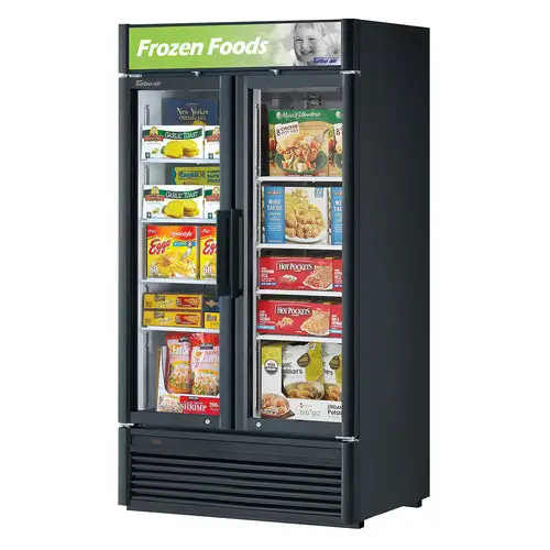 Turbo Air TGF-35SD-N 39 1/2" Two Section Display Freezer w/ Swing Doors - Bottom Mount Compressor, Black, 115v