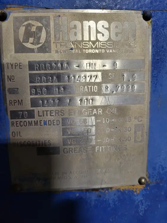 Used HANSEN RDG21F-BN-9 Gearboxes British Columbia CA | Lenmark #268378