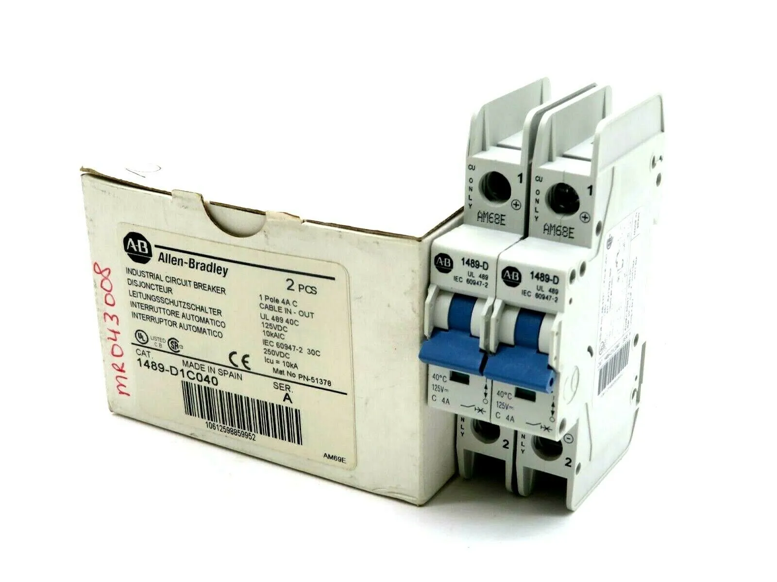 NEW 2 PCS ALLEN BRADLEY 1489-D1C040 CIRCUIT BREAKER SERIES A 1489D1C040