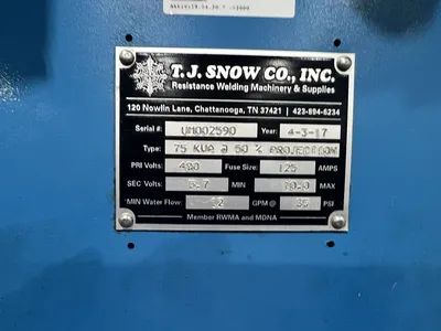 2017 TJ SNOW 75 KVA SPOT WELDER Spot Welders | Timco, Inc. (5)