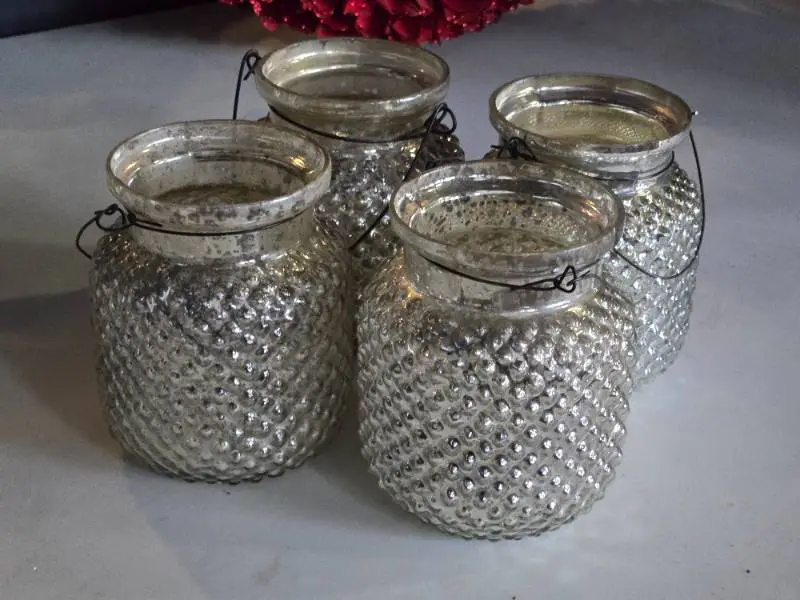 Lot of (4) Brooklyn Mercury Hobnail Hanging Jar 4" x 4 1/2"