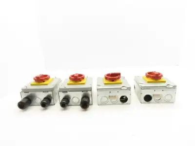 Siemens 3LD2203-0TK53 Rotary Disconnect Switch 2-Gang Steel Outlet Box Lot of 4