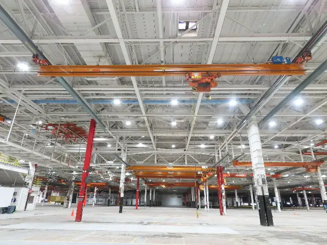 Cleveland Tramrail P&H 4 Ton Single Girder Underhung Bridge Crane 45' 10" Span