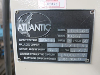 Atlantic 6′ Press Brake 45 Ton with Hurco 2 Axis CNC Back Gauge