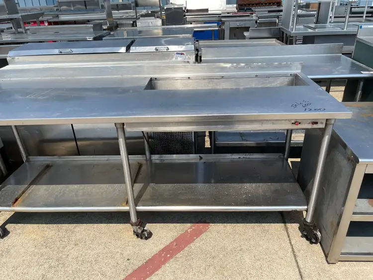 Used Falcon Restaurant Supply Used 88" Stainless Steel Table with Well and Drain - SS247 Dishtables Illinois US | Falcon Restaurant Supply #1375995