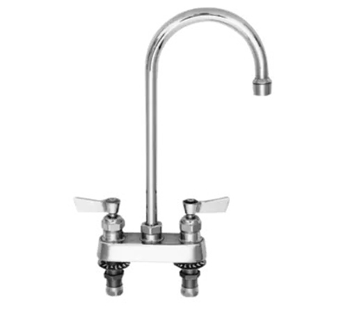 Fisher 53872 Deck Mount Faucet w/ 6" Gooseneck Spout - 1/2" Male Inlets, Stainless Steel