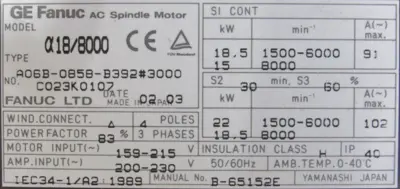 NEW GE FANUC A06B-0858-B392#3000 SERVO MOTOR A06B0858B3923000