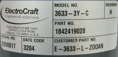 NEW ELECTROCRAFT 3633-3Y-C SERVO MOTOR 1842419028 36333YC E-3633-L-Z00AN