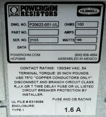 NEW HUBBELL HCPP20622-001-UL