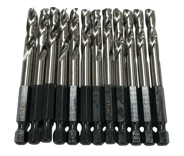 1/4" HSS Drill Bit 1/4" Hex Shank Drills 12 Pack USA Made