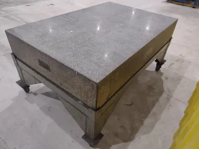 72" X 48" X 12" RAHN GRANITE SURFACE PLATE ON TABLE W/ CASTERS : STOCK 20059