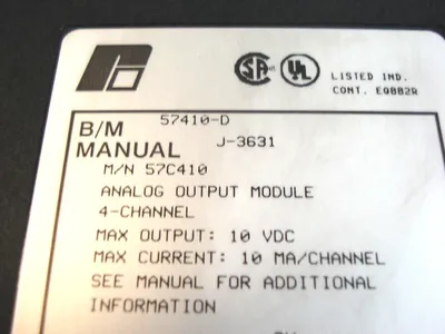 USED RELIANCE ELECTRIC 57C410D OUTPUT MODULE ANALOG 4POINT