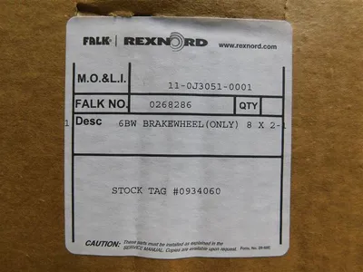 Falk Rexnord 0268286 6BW Brakewheel Stock No. 0934060 8X2-1 New