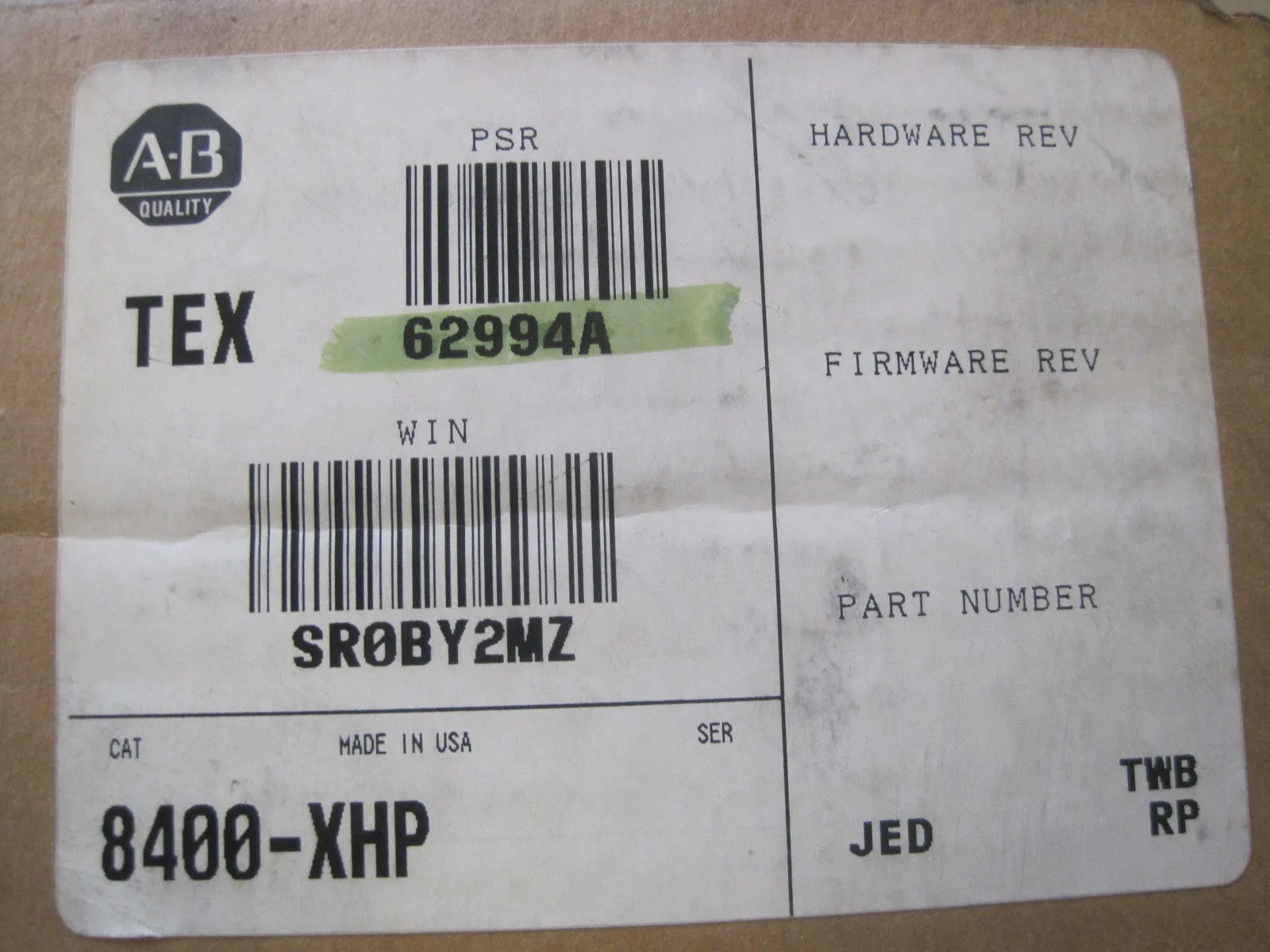 ALLEN BRADLEY 8400-XHP HAND WHEEL ASSEMBLY 8400XHP