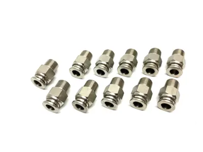 None | Stainless Steel Straight Snap-Connect Tube Fitting 6mm OD 1/8" Thread LOT OF 11 - New Other