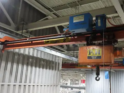 Cleveland Tramrail P&H 1 Ton Single Girder Underhung Bridge Crane 14' Span