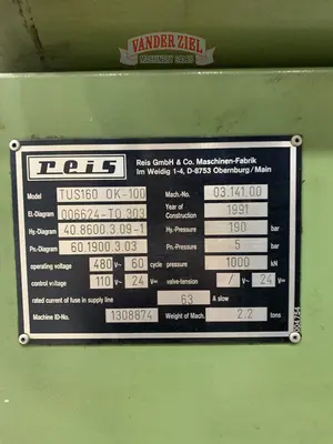 Reis 110 Ton 4-Post Hydraulic Spotting Press, Model TUS160 0K-100, 03.141.00