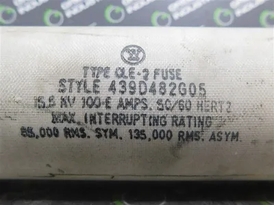 Westinghouse CLE-2 439D482G05 Fuse 15.5kV 100E Amps 50/60 Hz 85k RMS SYM Used