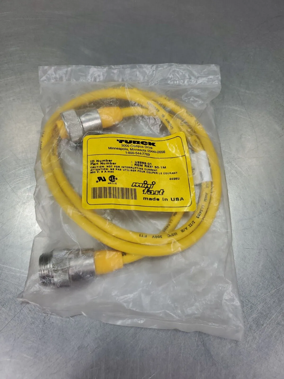TURCK RSM RKM 50-1M (ID-No. U2282-01) Cordset 5A-12